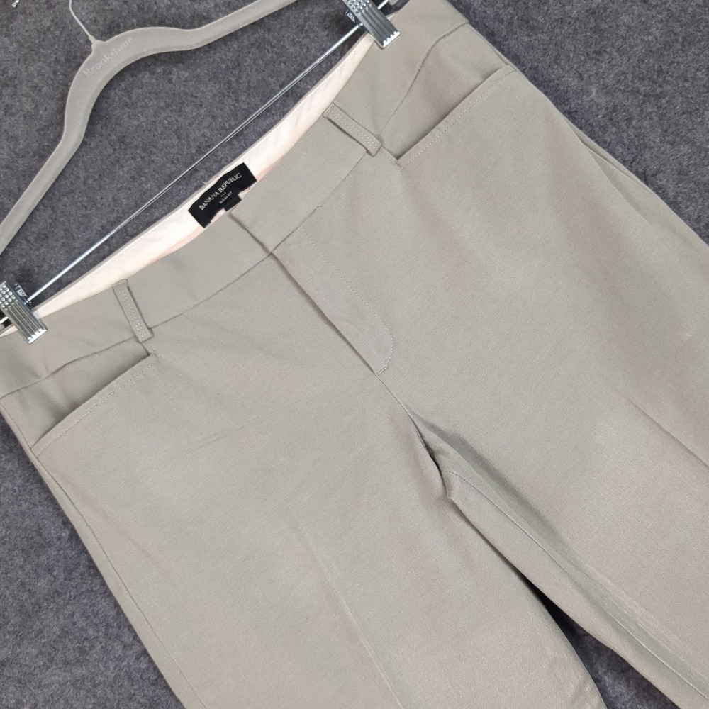Banana Republic Sloan Fit Khaki Beige Slim Dress Pants Womens 14 Mid Rise Solid